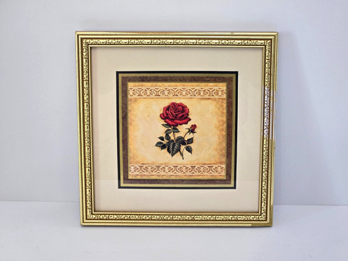 Vintage framed rose art - rose, print