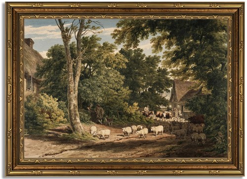 Vintage gold framed sheep - vintage,